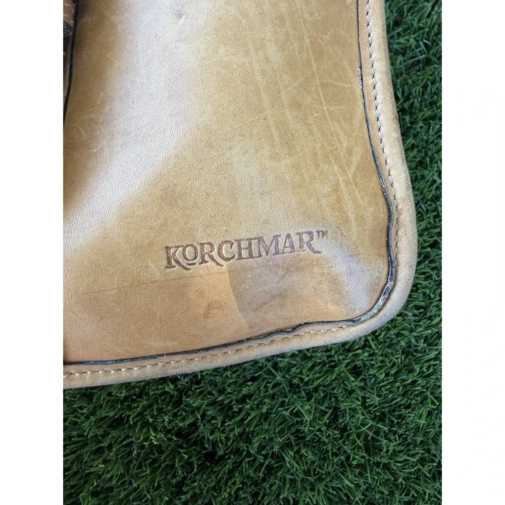 Vintage Korchmar Tan Leather Briefcase Double Buckle Business Work Bag